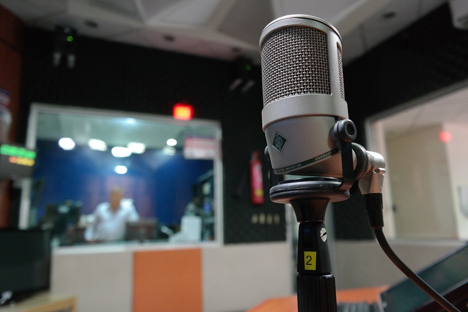 condenser microphone in recording studio