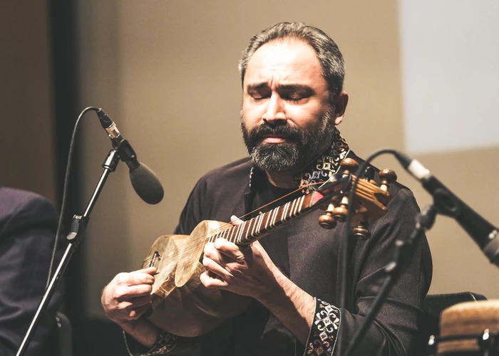 Musician using microphone