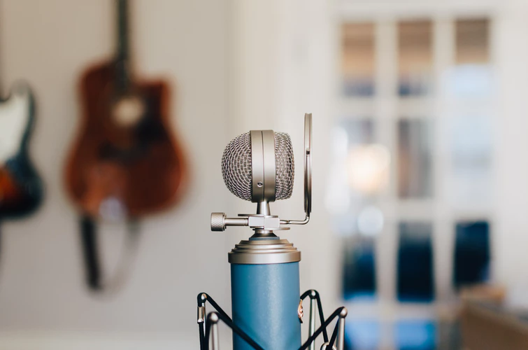 blue condenser studio microphone