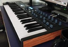midi controller and audio interface on desk