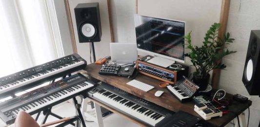 home studio with optimal monitor placement