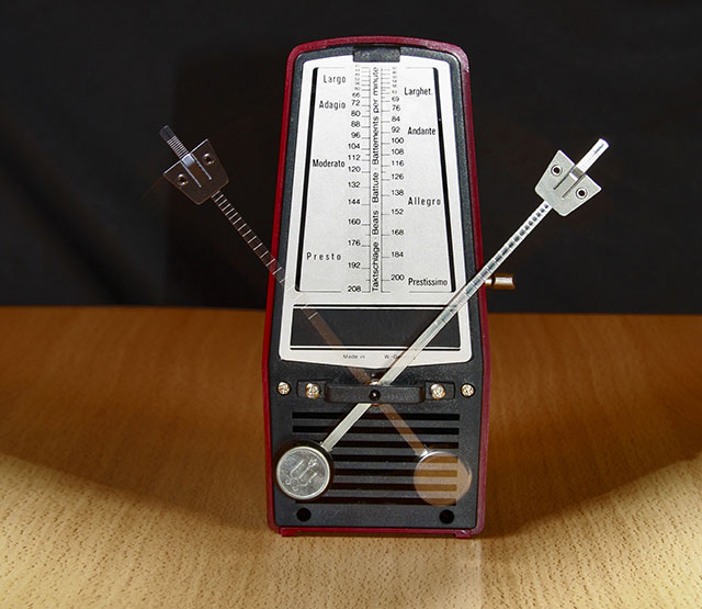 Metronome for a piano on a table