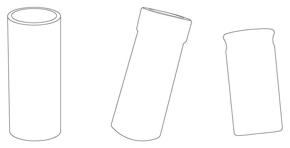 line art illustration of bottleneck guitar slide, straight guitar slide, and Coricidin bottle slides